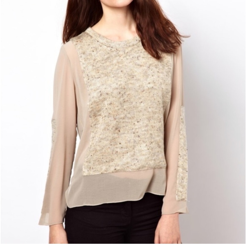 Aryn K  New With Tags Cream Long Shear‎ Sleeve Top. Size M